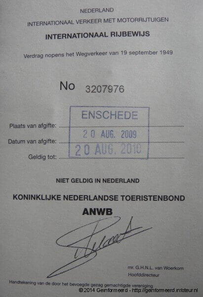 International driving license / Source: Http://geinFORM.infoteur.nl
